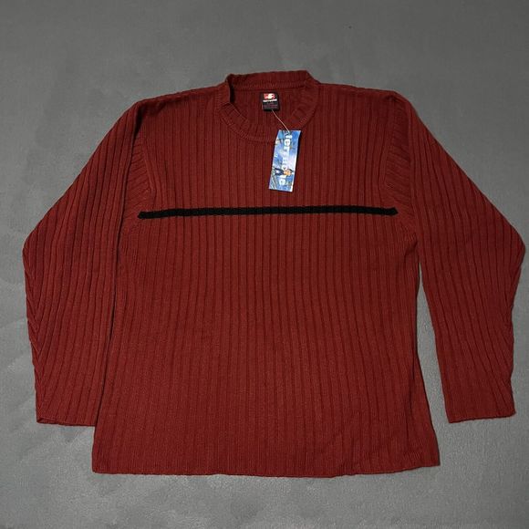 NWT Ferruche Mens Sz L Burgundy Crewneck Knitted Pullover Long Sleeve Sweater‎ - Picture 1 of 6